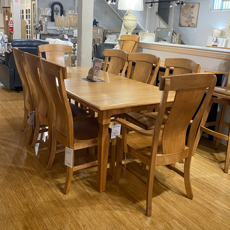 Rectangular 42&#8243; x 66&#8243; Leg Table with 1/18&#8243; Leaf,  2 Arm Chairs, and 6 Side Chairs