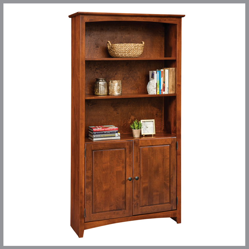 50-Inch Wide Alder Standalone Bookcase w/Doors