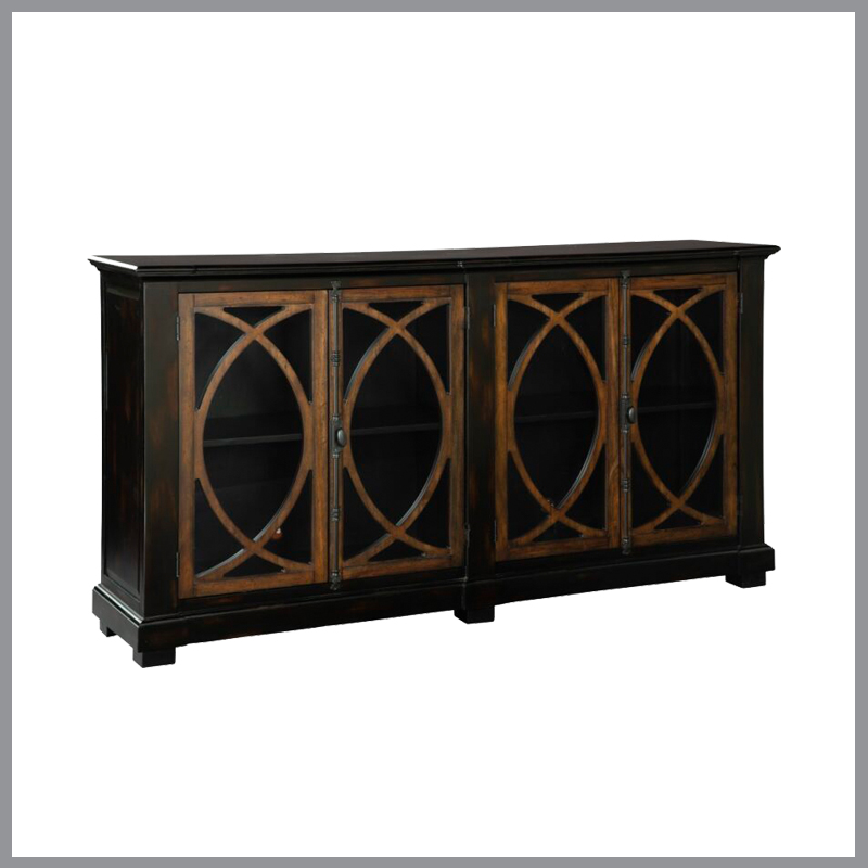 [FURN_8201] Four Door Circle Lattice Entertainment Center
