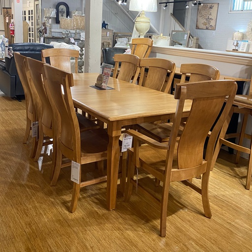 [FURN_8291] Rectangular 42&#8243; x 66&#8243; Leg Table with 1/18&#8243; Leaf,  2 Arm Chairs, and 6 Side Chairs