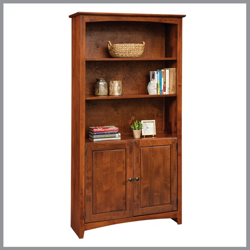 [FURN_8614] 50-Inch Wide Alder Standalone Bookcase w/Doors