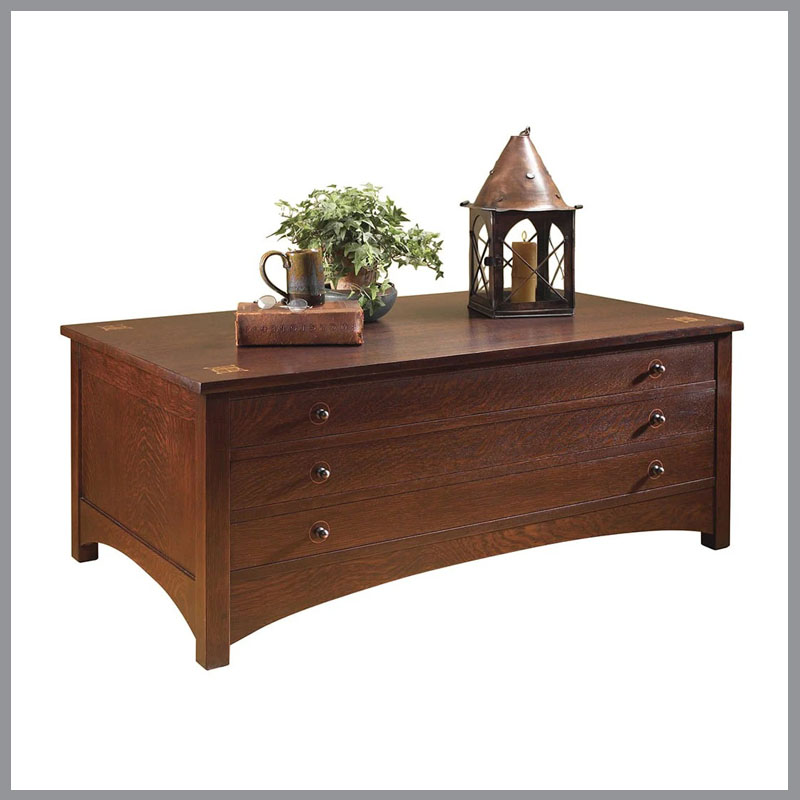 Harvey Ellis Rectangular Storage Cocktail Table