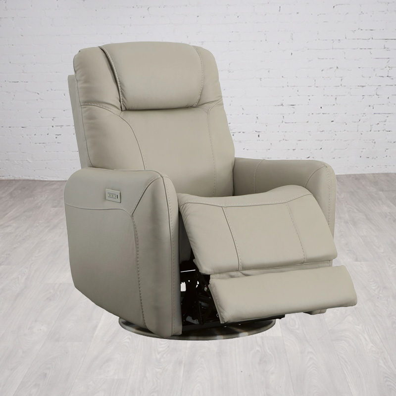 View Swivel Power Recliner with Power Headrest and Lumbar